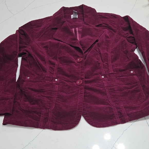 Chico's Jackets & Blazers - Chico's Rich Burgundy Corduroy Blazer Sz3 (Chicos Size, Migh Fit 3X) Pre-owned